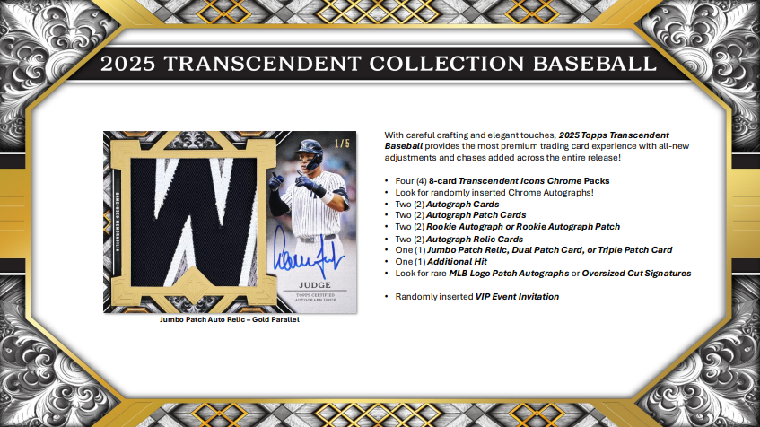 2025 Topps Transcendent Collection Baseball Hobby Case Break #36 - RANDOM TEAMS Layton Sports Cards 2025 Topps Transcendent Collection Baseball Hobby Case Break #36 - RANDOM TEAMS Layton Sports Cards