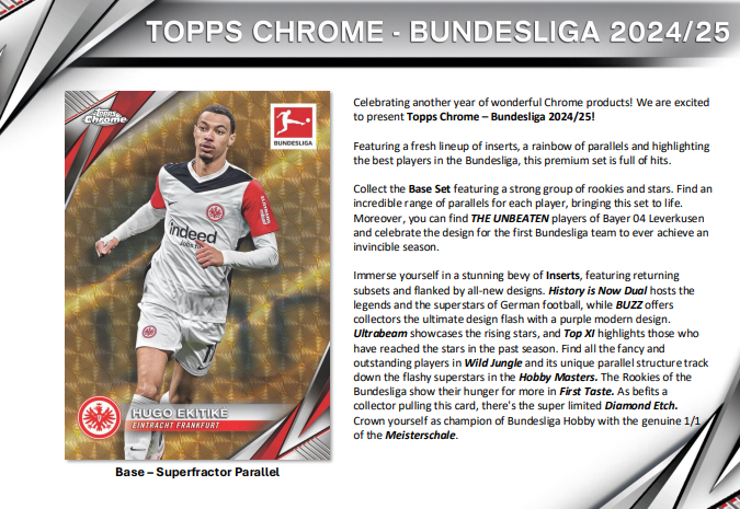 2024/25 Topps Chrome Bundesliga Soccer Hobby 12 Box Case Break #3 - PICK YOUR TEAM