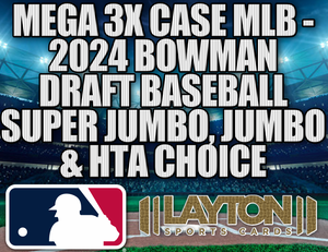 Mega 3x Case MLB - 2024 Bowman Draft Baseball Super Jumbo, Jumbo & HTA Choice #2 - RANDOM TEAMS