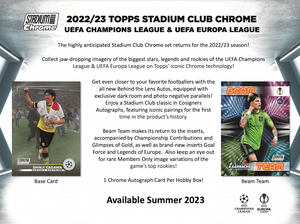 2022/23 Topps UEFA Club Competitions Stadium Club Chrome Soccer Hobby Box