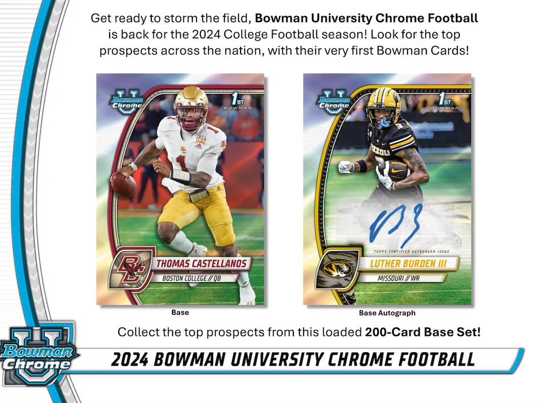 2024 Bowman Chrome University Football Hobby 12 Box Case Break #21 - PICK YOUR TEAM