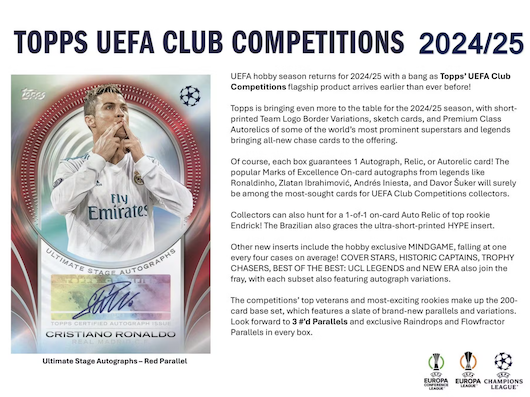 2024/25 Topps UEFA Club Competitions Soccer Hobby 6 Box Half Case Break #14 - RANDOM TEAMS