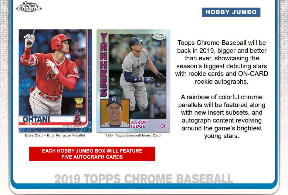 2019 Topps Chrome Baseball Jumbo HTA Box