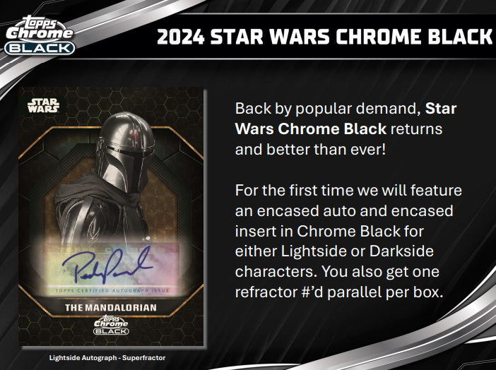 2024 Topps Star Wars Chrome Black Hobby 12 Box Case Break #8 - PICK YOUR LETTER