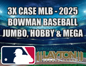 Mega 3x Case MLB - 2025 Bowman Baseball Jumbo, Hobby & Mega #1 - RANDOM TEAMS